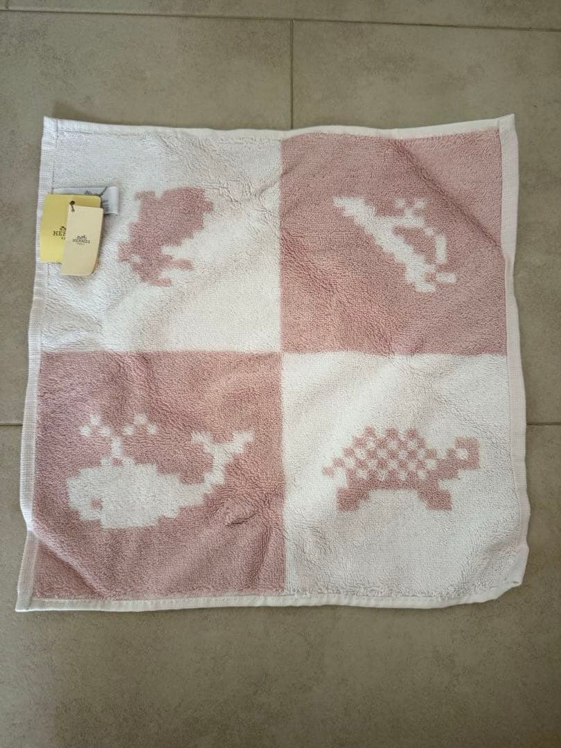 箱無し』未使用⭐︎HERMES ハンカチタオル2枚セット 動物柄 ピンク ブルー
