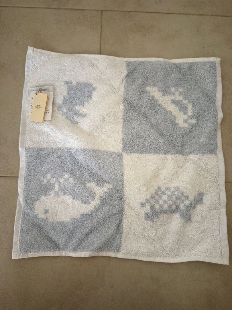 箱無し』未使用⭐︎HERMES ハンカチタオル2枚セット 動物柄 ピンク ブルー