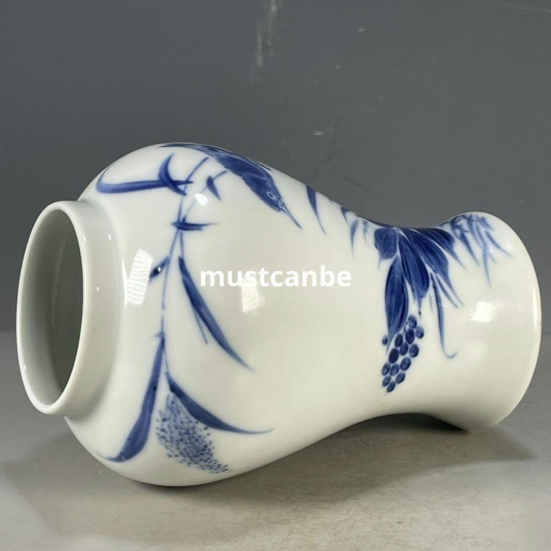 青花花将軍壺 景徳鎮 陶磁器 装飾品 現代工芸品 美術品 置物