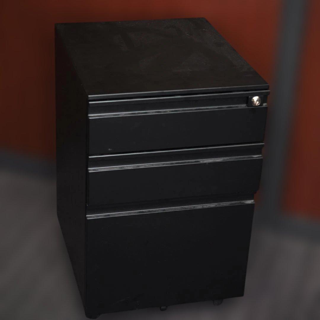 デスクワゴン 3段 シリンダー錠 鍵付き HK187⑤