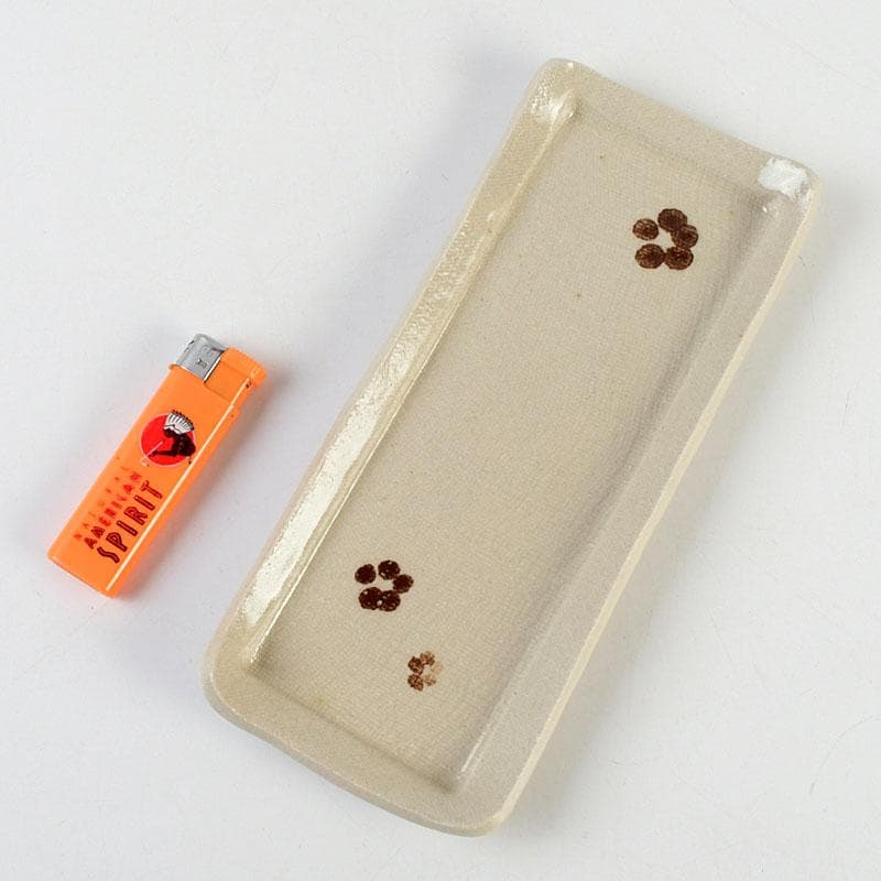 和食器　茶懐石　瀬戸焼　葵窯　灰釉長皿　五客　共布共箱　V　9584