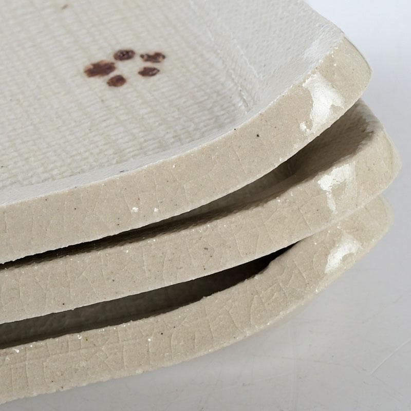 和食器　茶懐石　瀬戸焼　葵窯　灰釉長皿　五客　共布共箱　V　9584