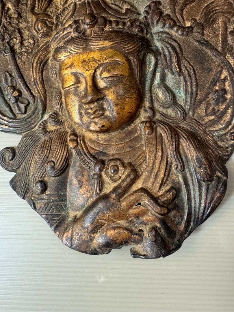 2707 銅製　観世音菩薩　仏像　置物　壁掛け　時代物