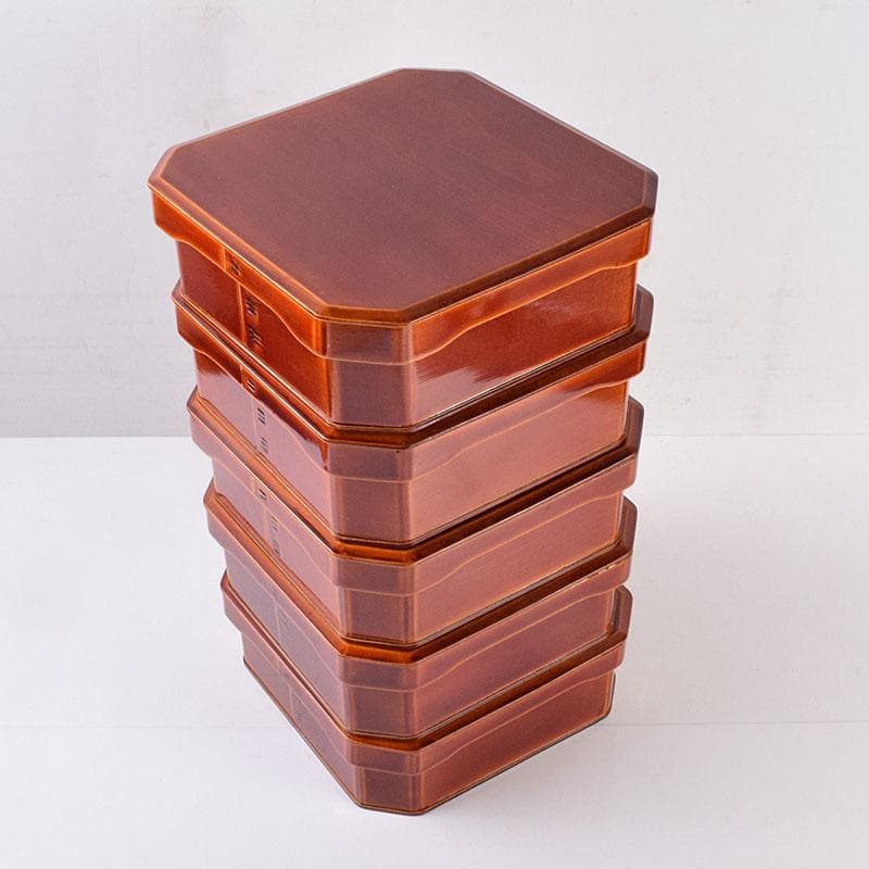 塗師　木村表恵作　木製漆器　大徳寺重　四方五段重箱　共箱　V　R8911H