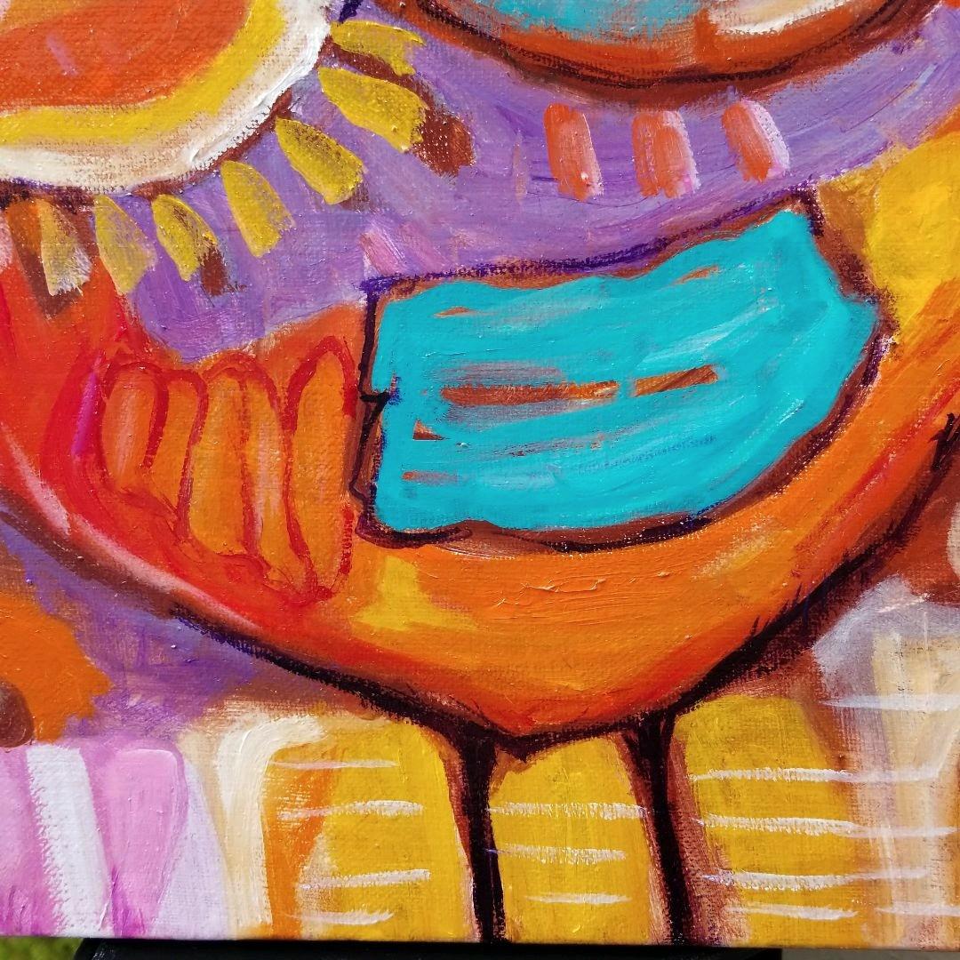 キャンバス油絵　 専用　ごきげんなめんどり♪♪