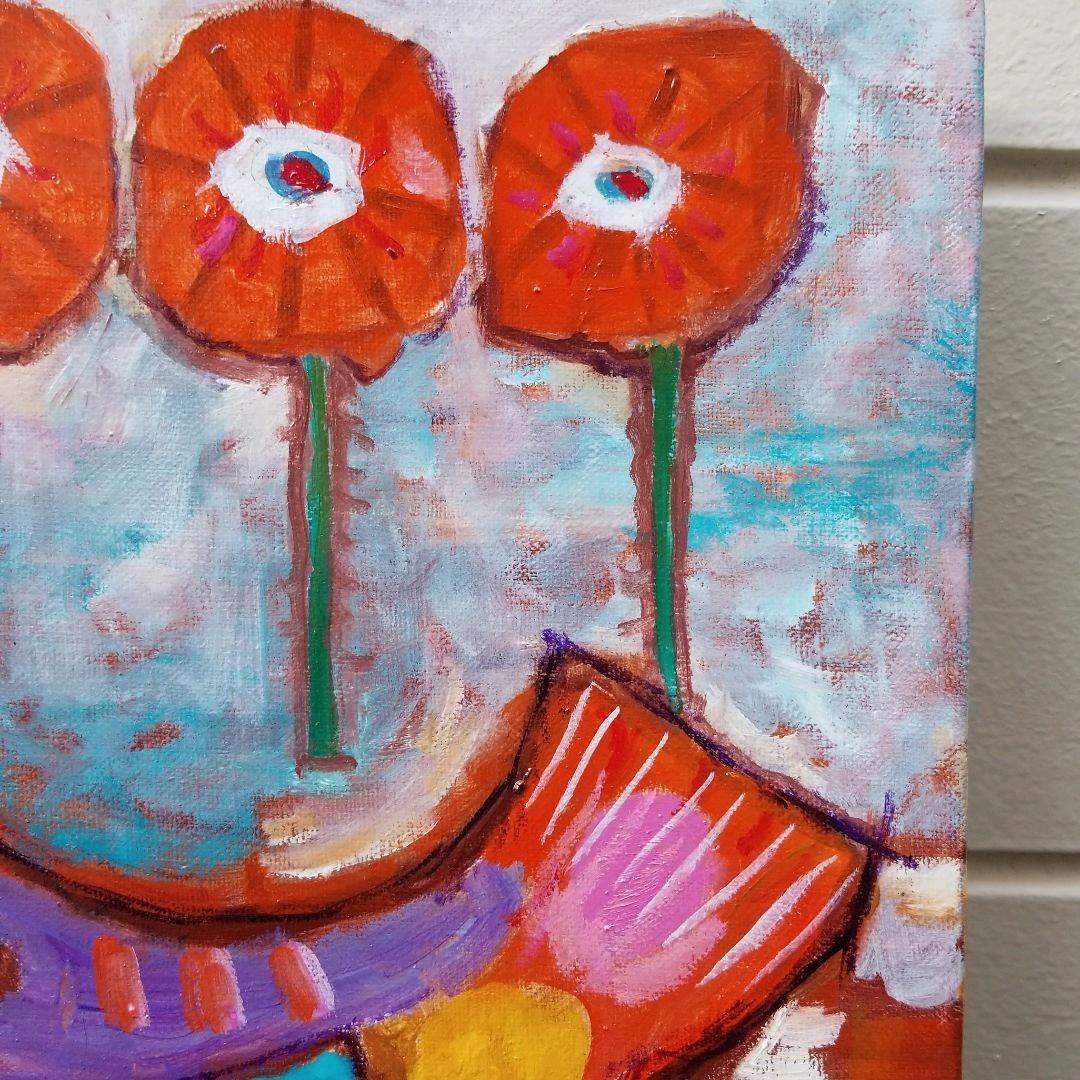 キャンバス油絵　 専用　ごきげんなめんどり♪♪