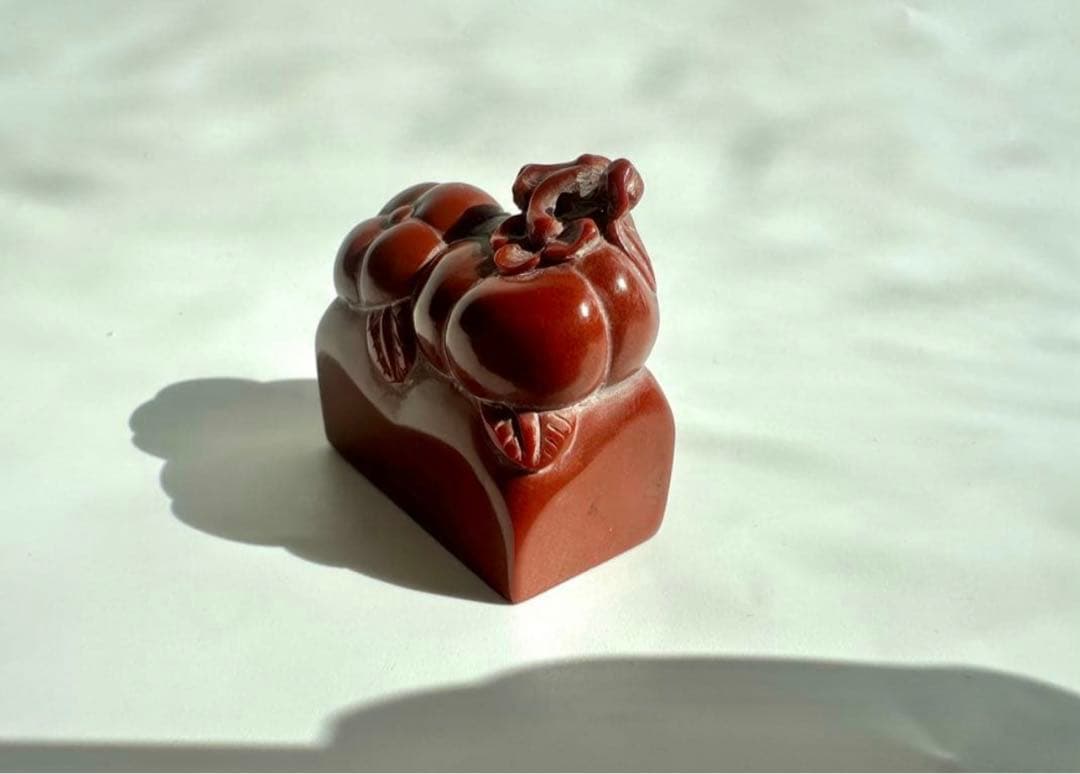 【柿】 かき　美品　高級印材　篆刻　印石　ラオス　印石　水凍　朱砂