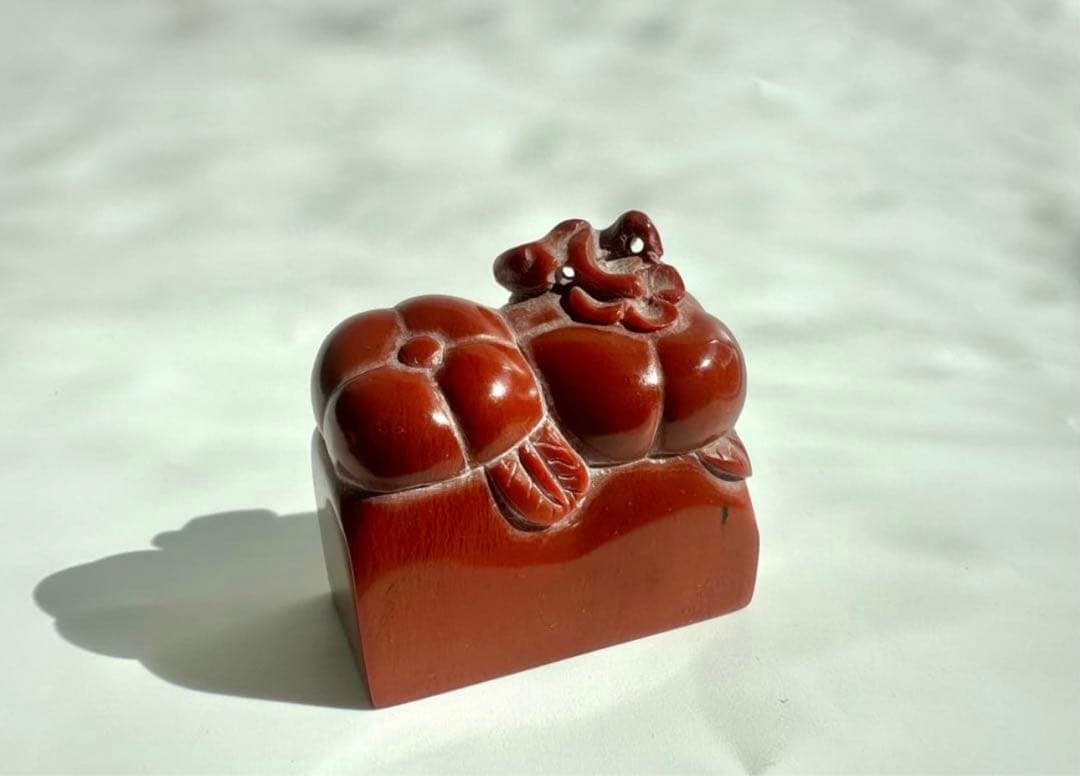 【柿】 かき　美品　高級印材　篆刻　印石　ラオス　印石　水凍　朱砂