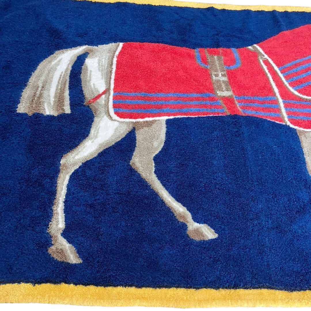 良品✨ エルメス ビーチタオル 馬 ネイビー 大判