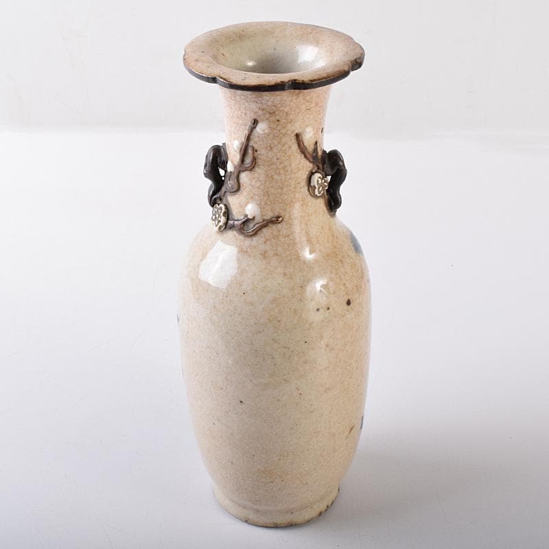 中国　成化年製　青花　花瓶文　貼梅双耳瓶　D　R7889