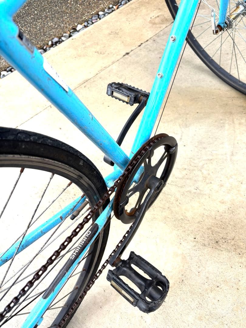 クロスバイク シティサイクル シマノ 7段変速 自転車 27インチ　ブルー　青