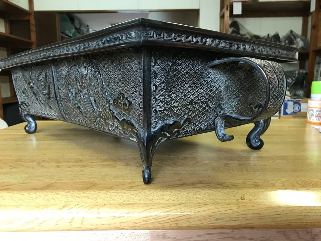 [原型:村田整珉]銅製：2尺3寸麟鳳亀龍文水盤