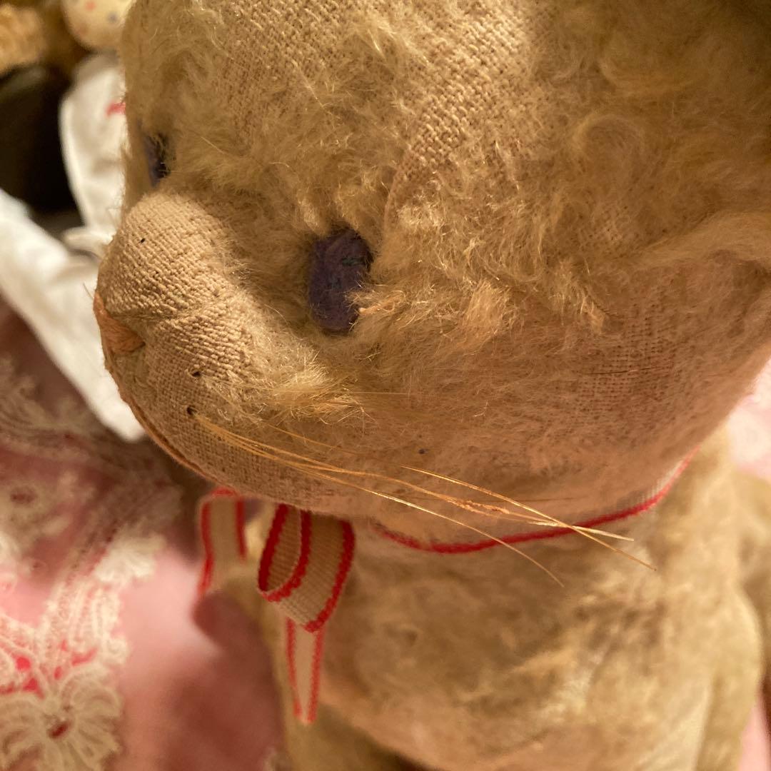 アンティーク猫ちゃん リボン付き 約30cm
