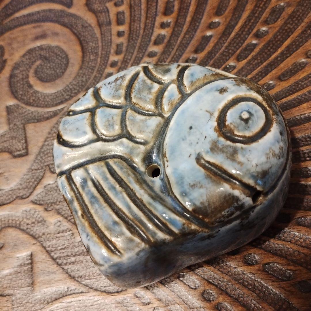 李朝♥魚形陶器♥水滴♥書道具♥瑠璃釉 焼き物♥古美術