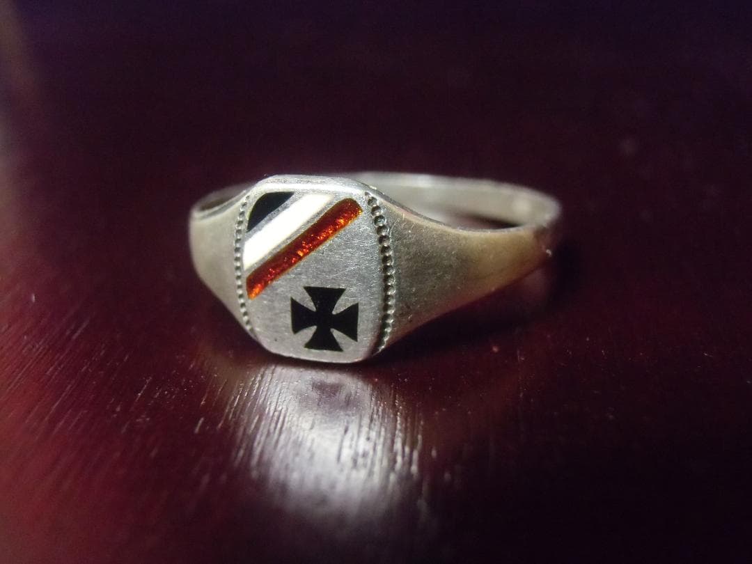 W帝政ドイツ軍/プロイセン王国＊鉄十字８００銀製リング＊約１７．５号（実物）