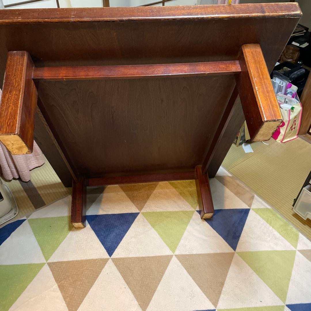 昭和レトロ　木製ダークブラウン座卓 四角形　六人掛け