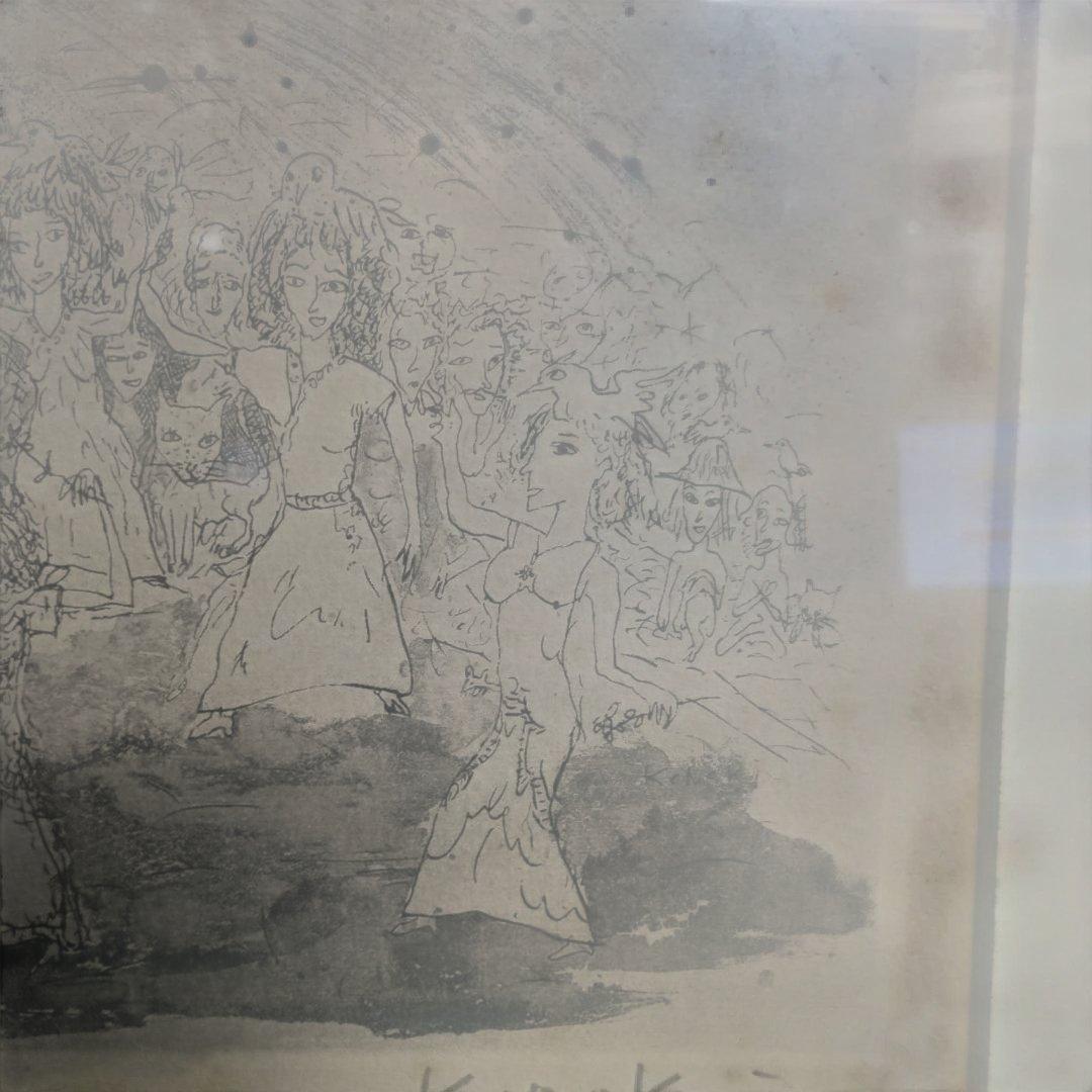 5676)此木三男（このきみつお） 銅版画（エッチング）「夜宴」EA