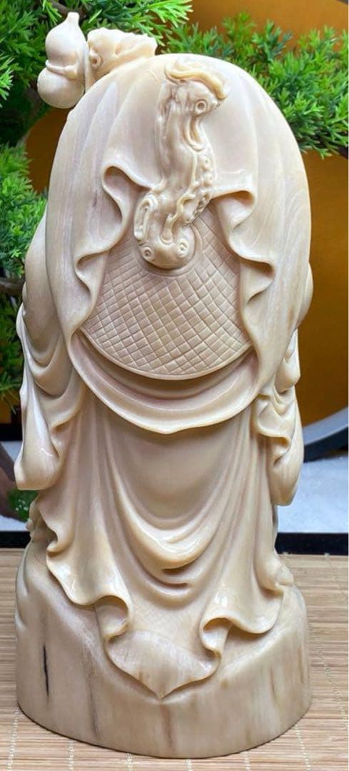 天然マンモス牙美しい手作り弥勒仏 置物