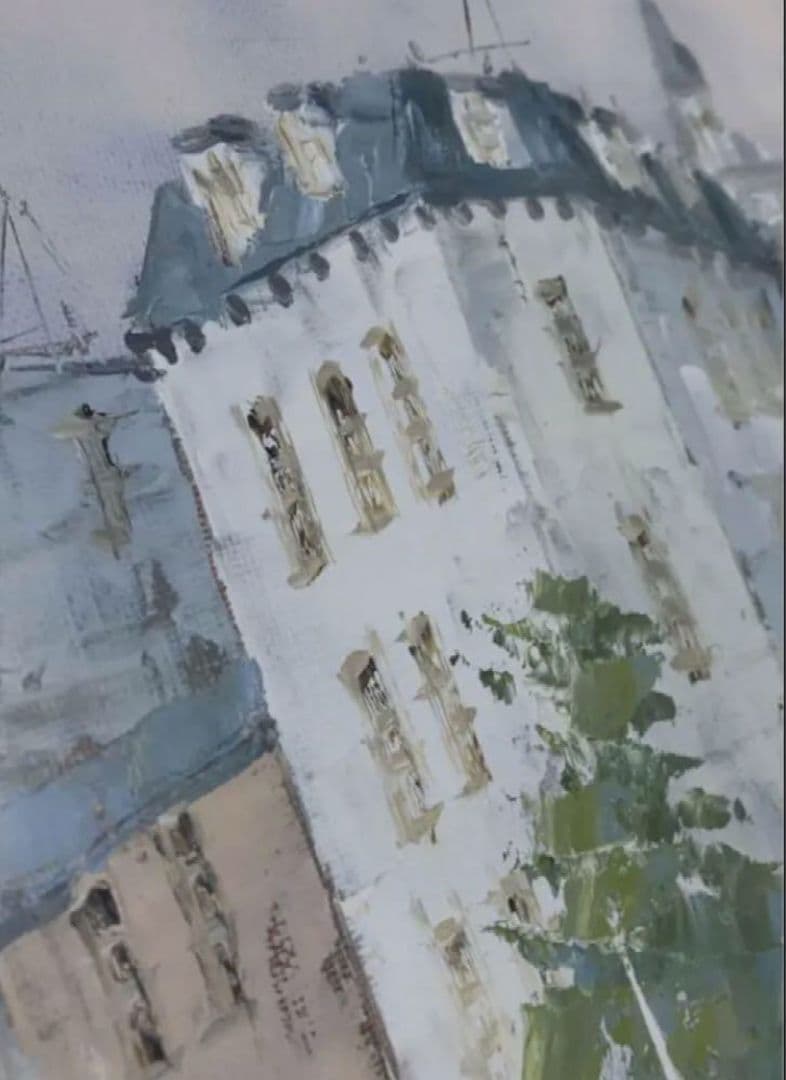 黒沢久　バリの並木路　油絵