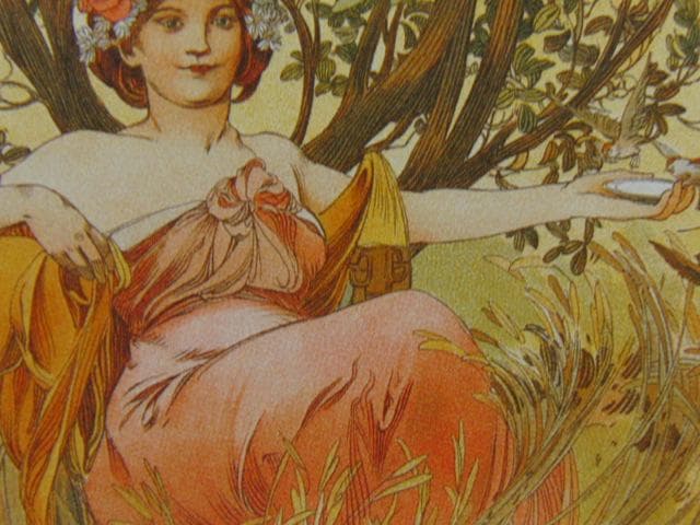 アルフォンス・ミュシャ、一年の三季節・秋、希少な画集より