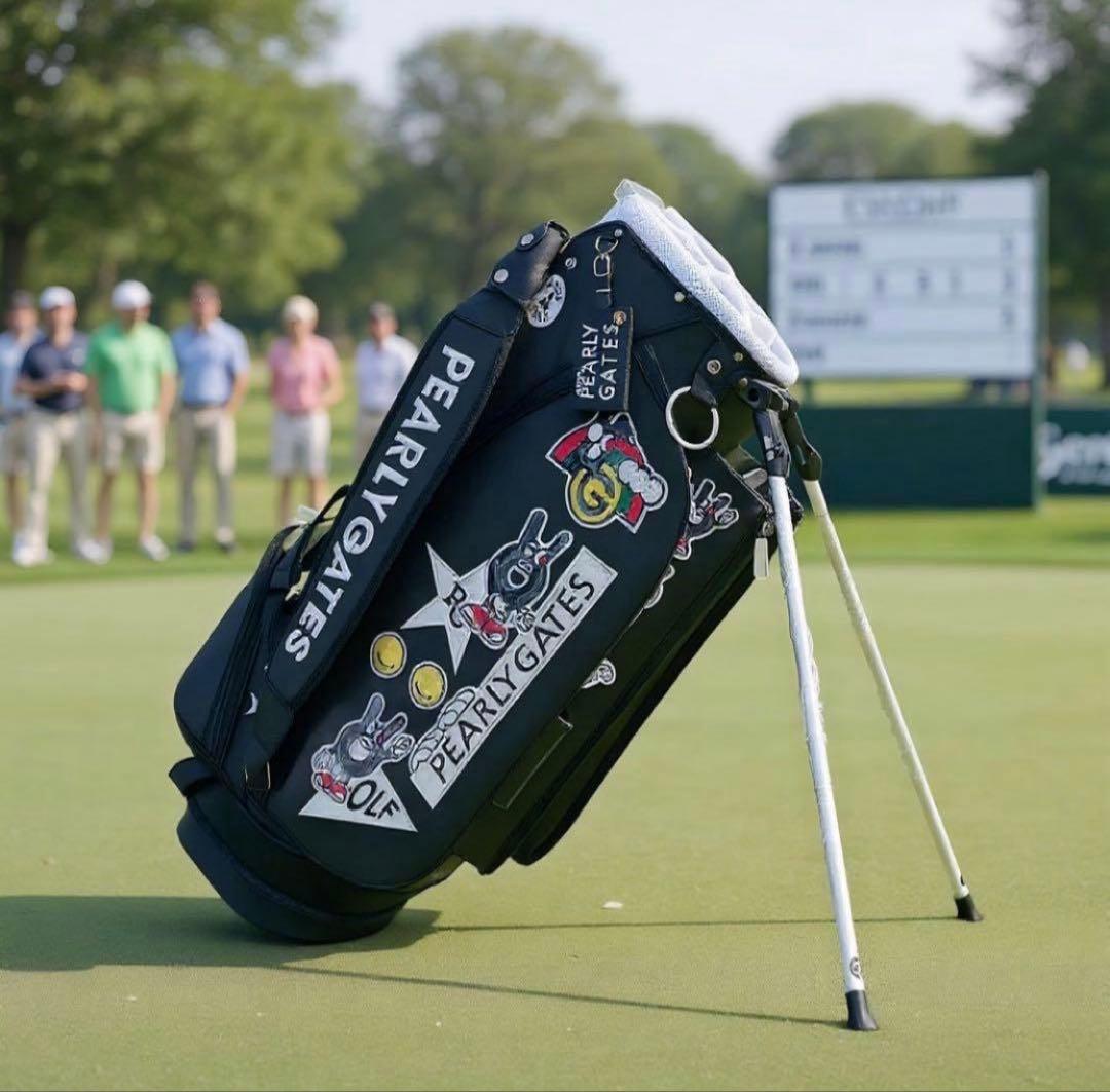 PEARLY GATES ブラックキャディバッグ　パーリーゲイツ　合成革