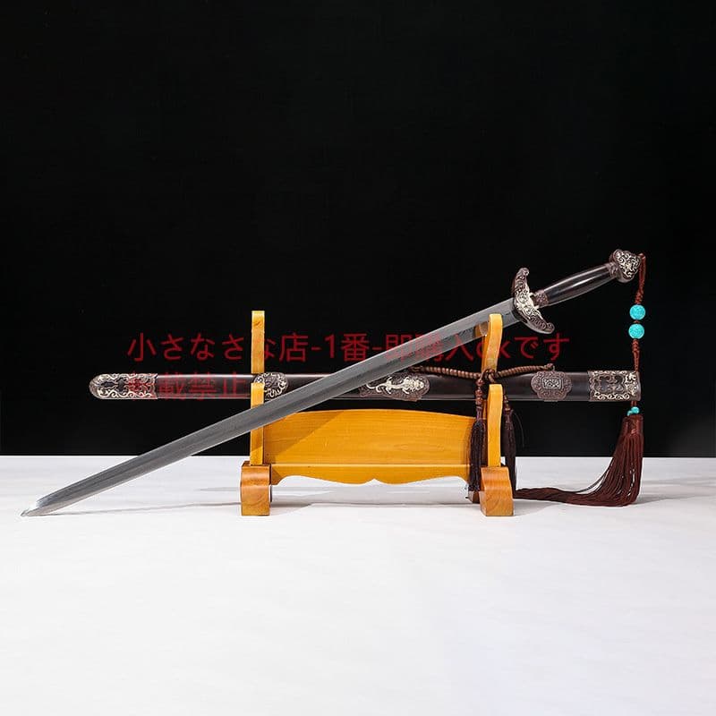 乾隆佩剣一級黒檀純銅鎏銀百錬模様鋼 古兵器 武具 刀装具 日本刀 模造刀 居合刀