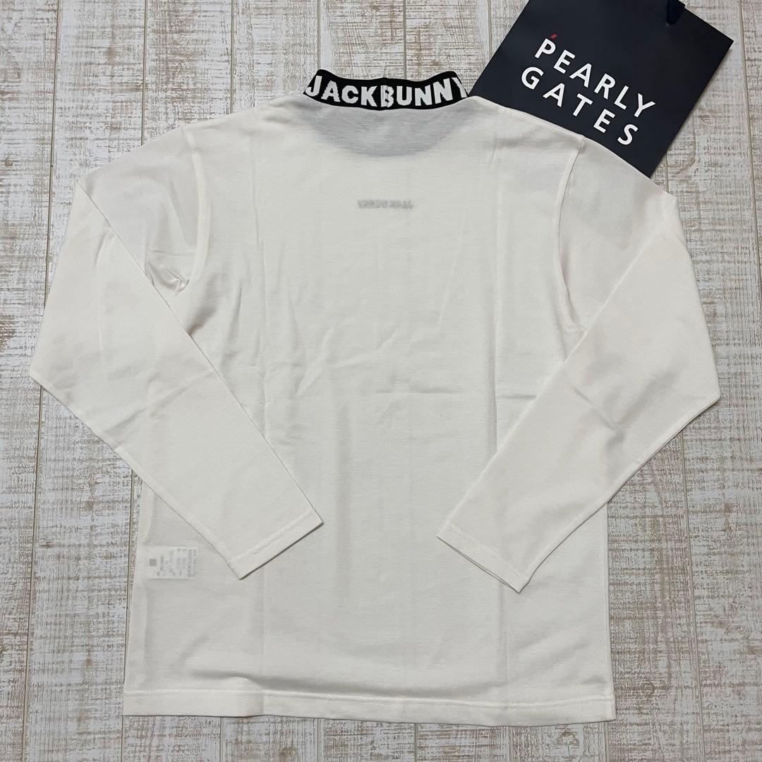 新品 ジャックバニー 長袖モックネック 襟ロゴ 鹿子 ホワイト Mサイズ（4）