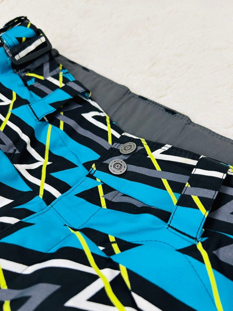 GOLDWIN スキーパンツ L　幾何学柄 ブルー×ブラック スキー　スノボ