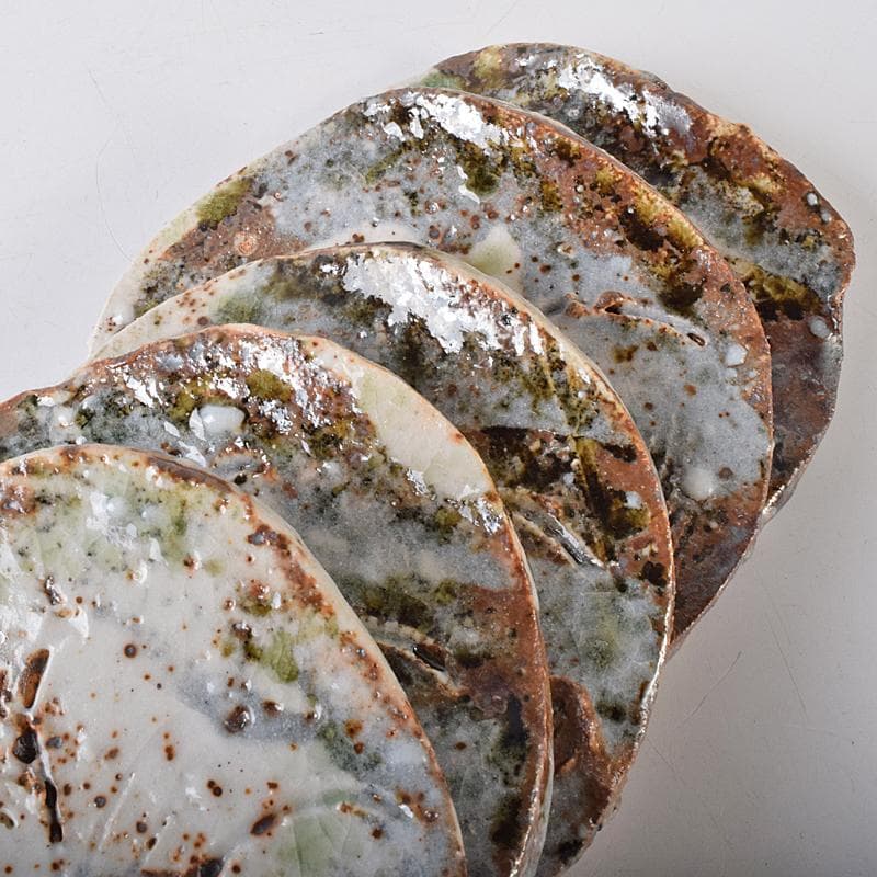 和食器　若尾昇苑造　鼠志野　鉢　皿　五客　共箱　V　R7885