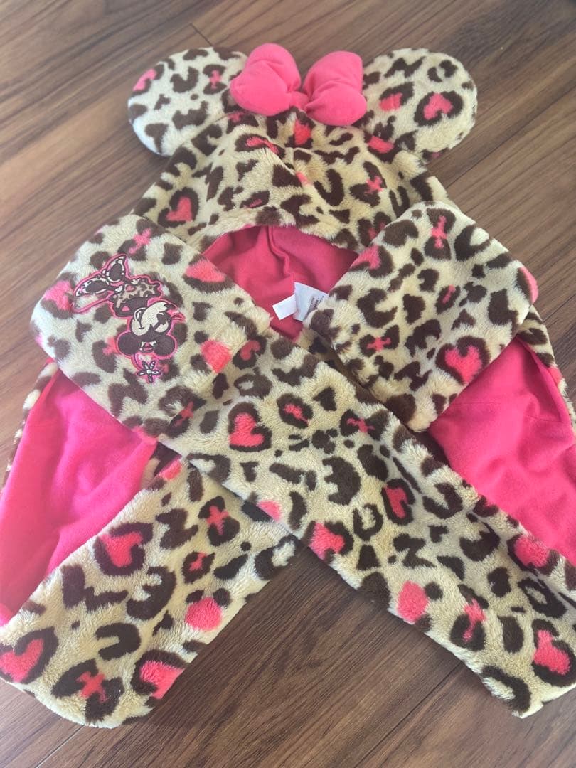 ❤︎　ミニー　ヒョウ柄マフラーキャップ ファンキャップ