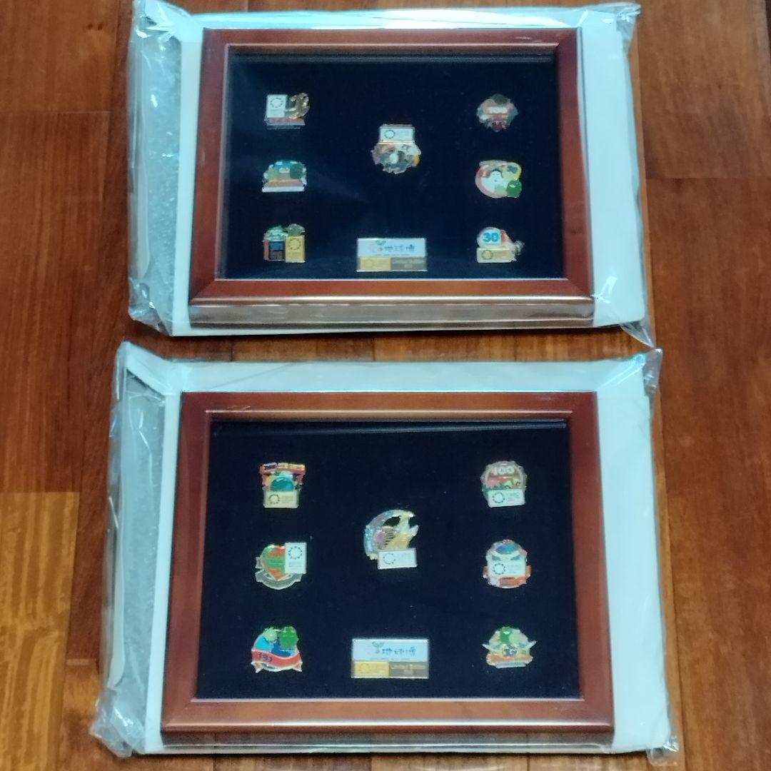 愛•地球博　愛知万博　カウントダウンピンバッジ 額入り 2種類まとめて