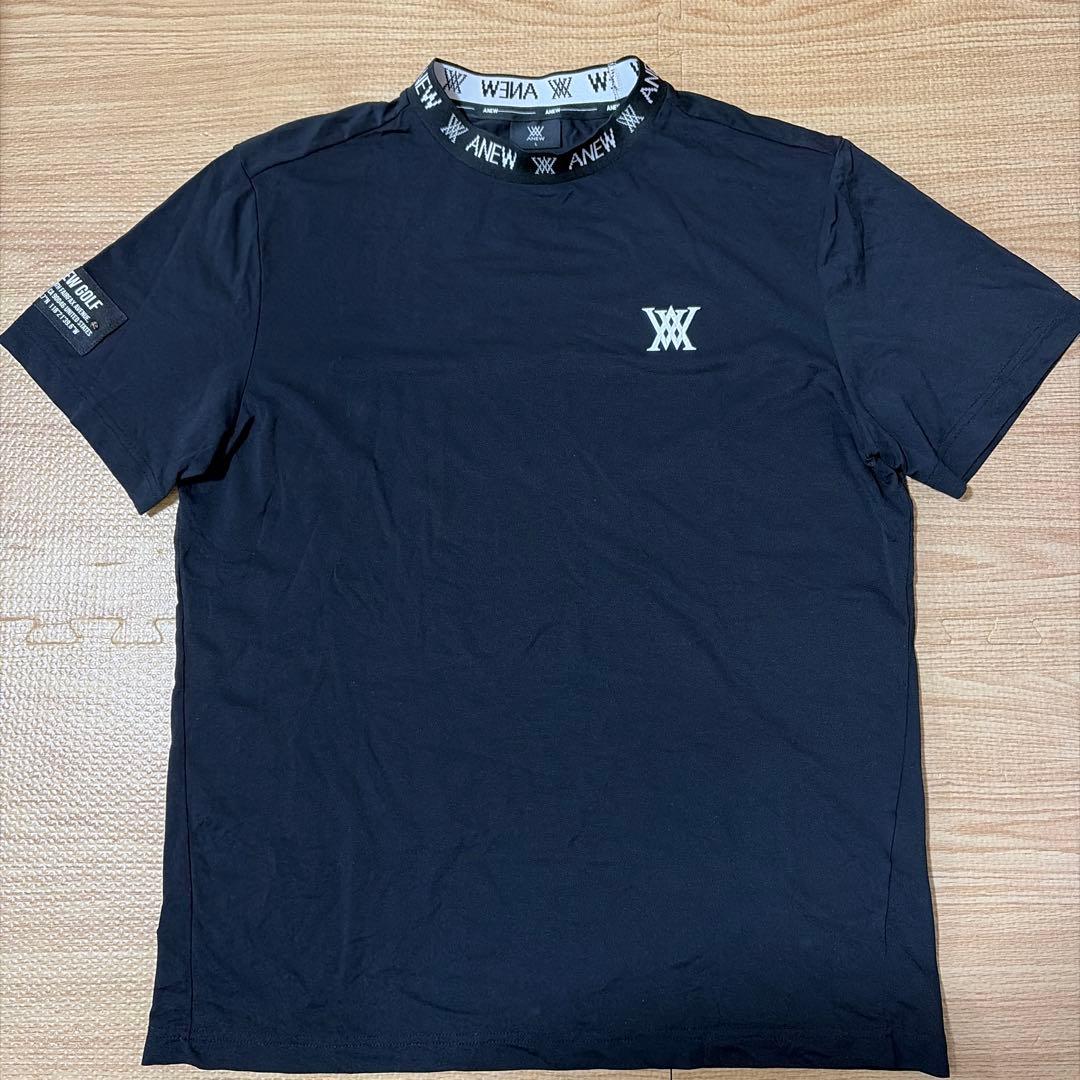 【希少】ANEWGOLFモックネックゴルフシャツ　Lサイズ　半袖　ブラック