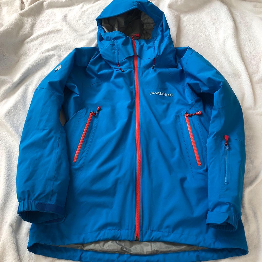 モンベルMストームパーカー青メンズ男性スキー防寒スノボー雪