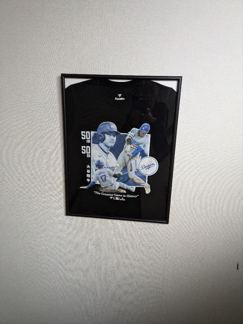大谷翔平選手、50/50、Tシャツ、ドジャー・スタジアム限定、額付・保管紙箱付