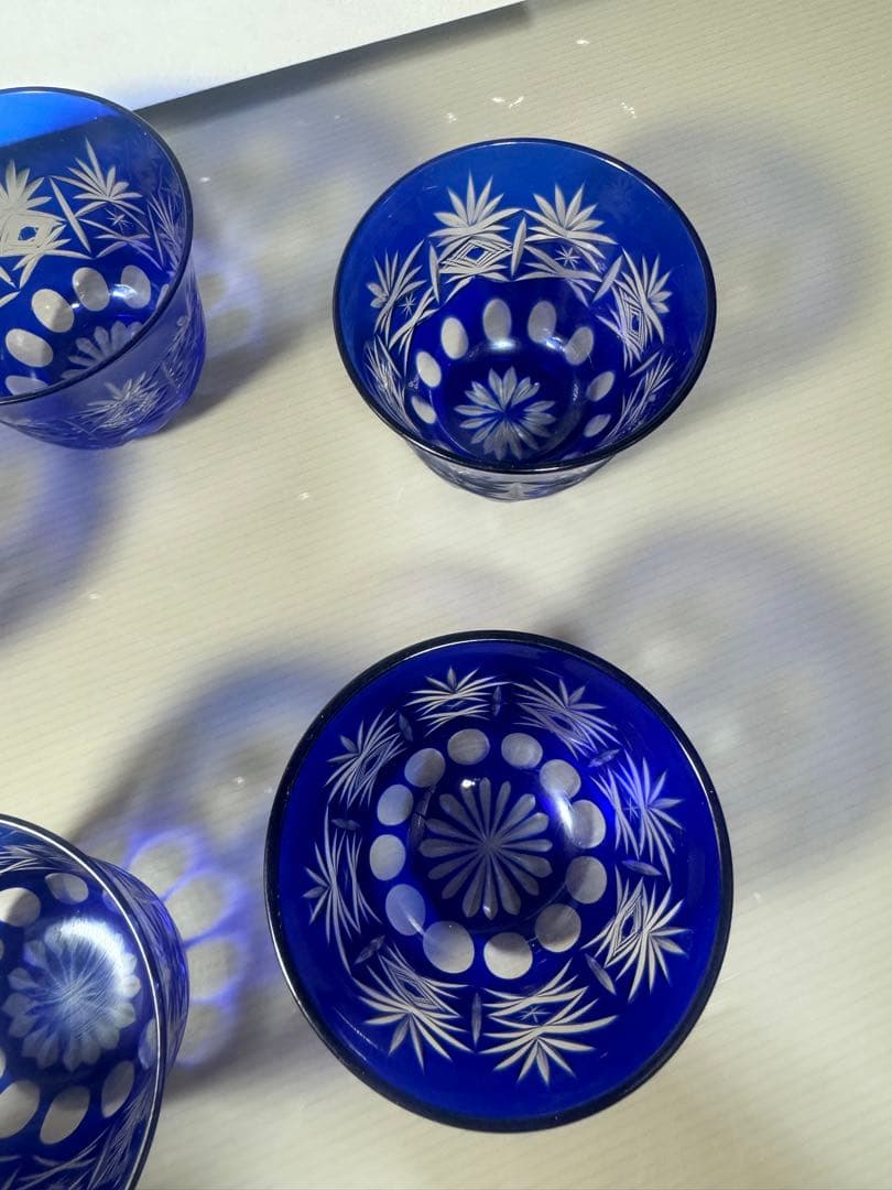 2544 藍切子　5客　未使用