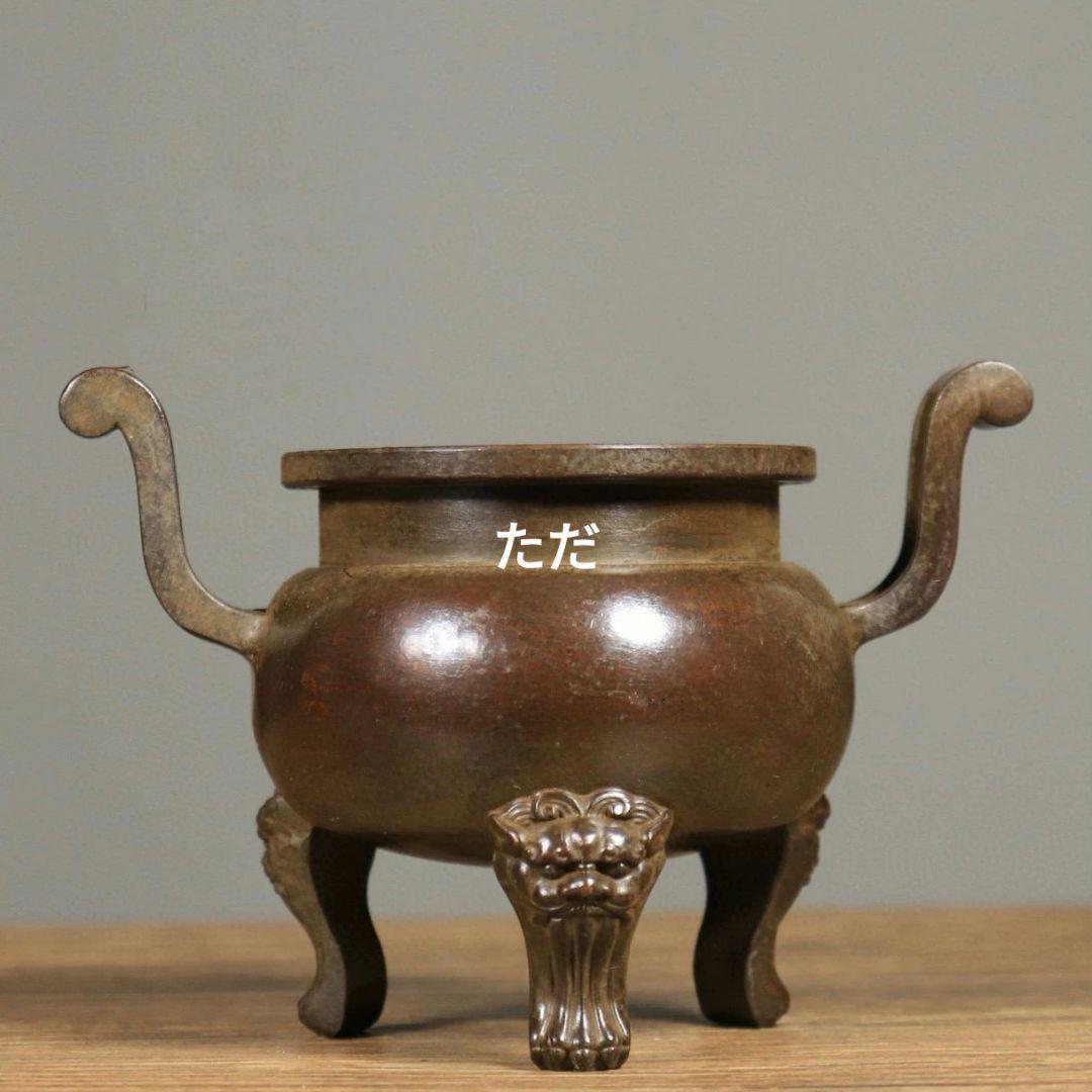 銅製 官帽耳香炉 三足鼎 奉納香炉 香道具 工芸品 置物