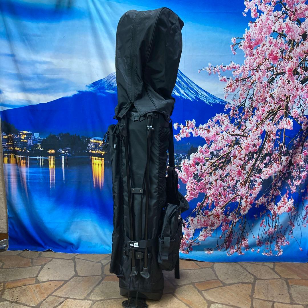 寶BU-1105 美品 ニューエラ スタンド式 キャディバッグ ブラック迷彩