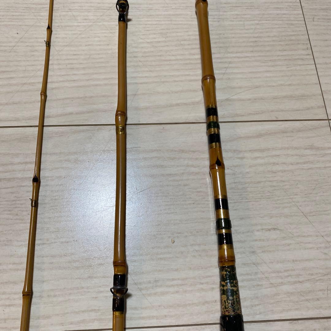 吉治作 穂先まで竹製分割式釣り竿　ハゼ用 替え穂付き　小物釣りの時など
