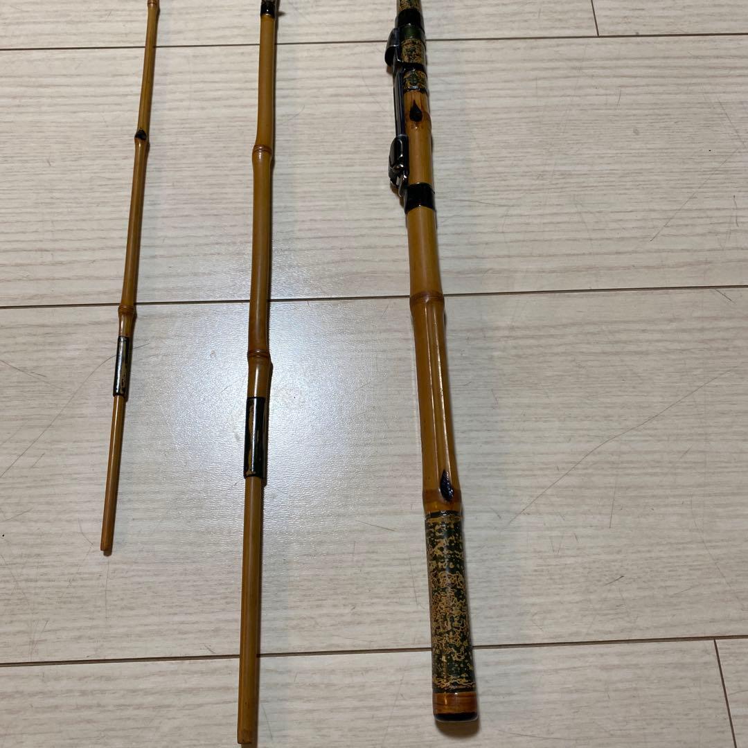 吉治作 穂先まで竹製分割式釣り竿　ハゼ用 替え穂付き　小物釣りの時など