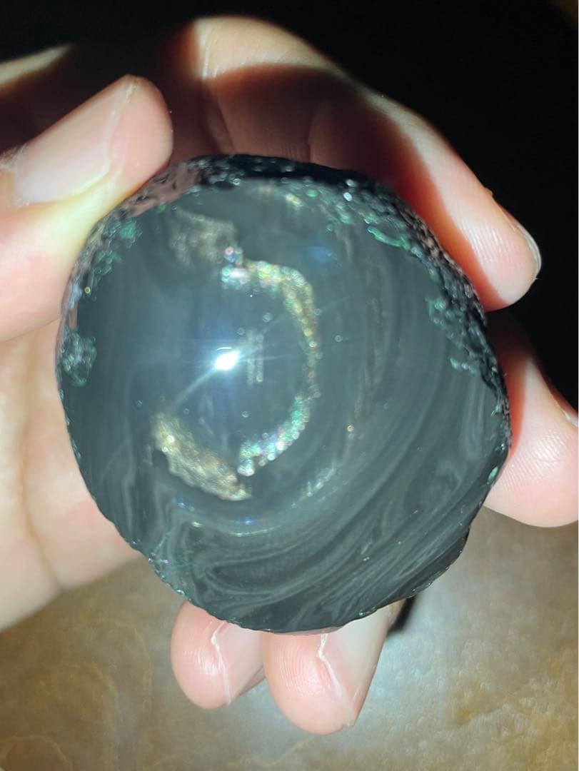 研磨品　十勝石玲瓏　金虹　スペシャルゴールデンレインボーオブシディアン