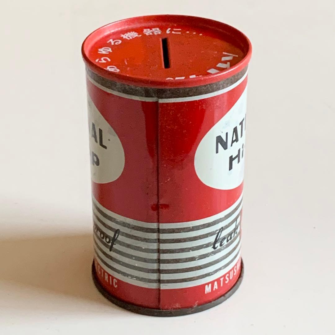 ☆匿名配送 缶型貯金箱 松下電器 ナショナルハイトップ乾電池 赤 昭和レトロ