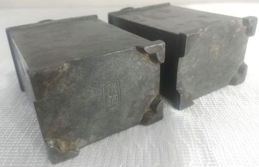 ま*ん様 【唐物 古錫 角型 茶心壺 壱双 點銅 尚古堂】中国古玩 茶壺 茶道具