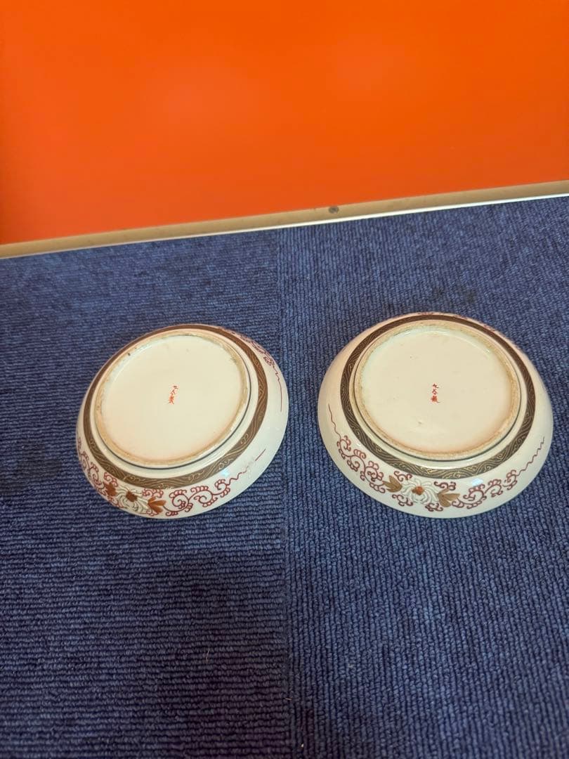 2009 九谷焼　色絵花鳥　皿　2客　時代物