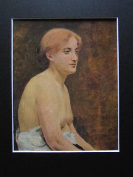 久米桂一郎、【裸婦】、希少な額装用画集画、新品高級額 額装付、状態良好