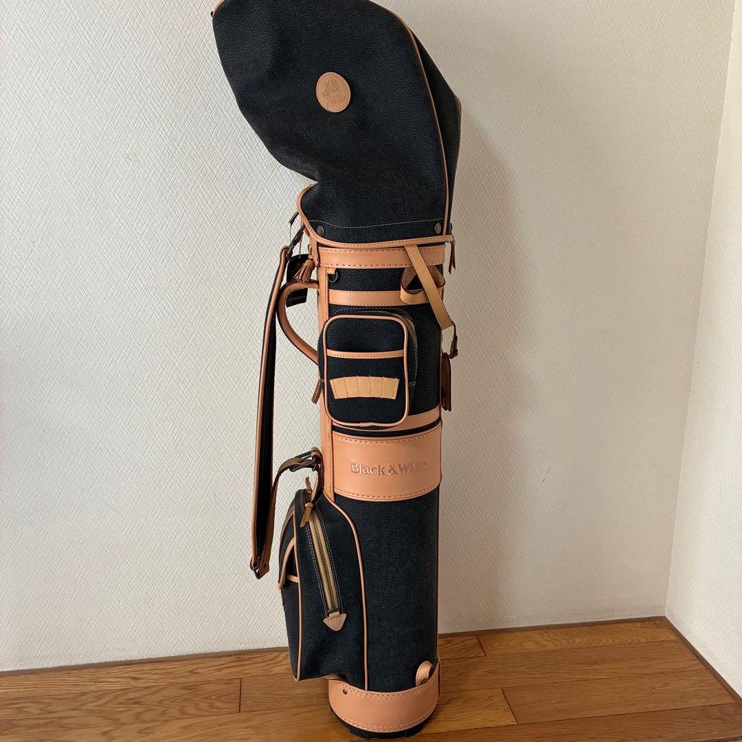 デッドストック貴重Black & White キャディバッグ 本革　7型