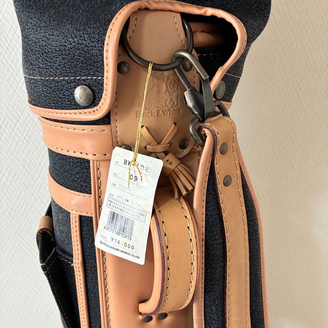 デッドストック貴重Black & White キャディバッグ 本革　7型