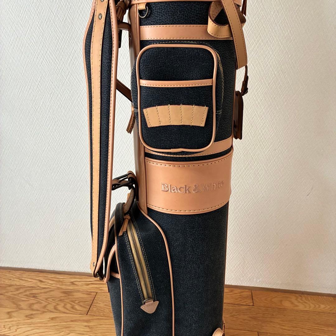デッドストック貴重Black & White キャディバッグ 本革　7型