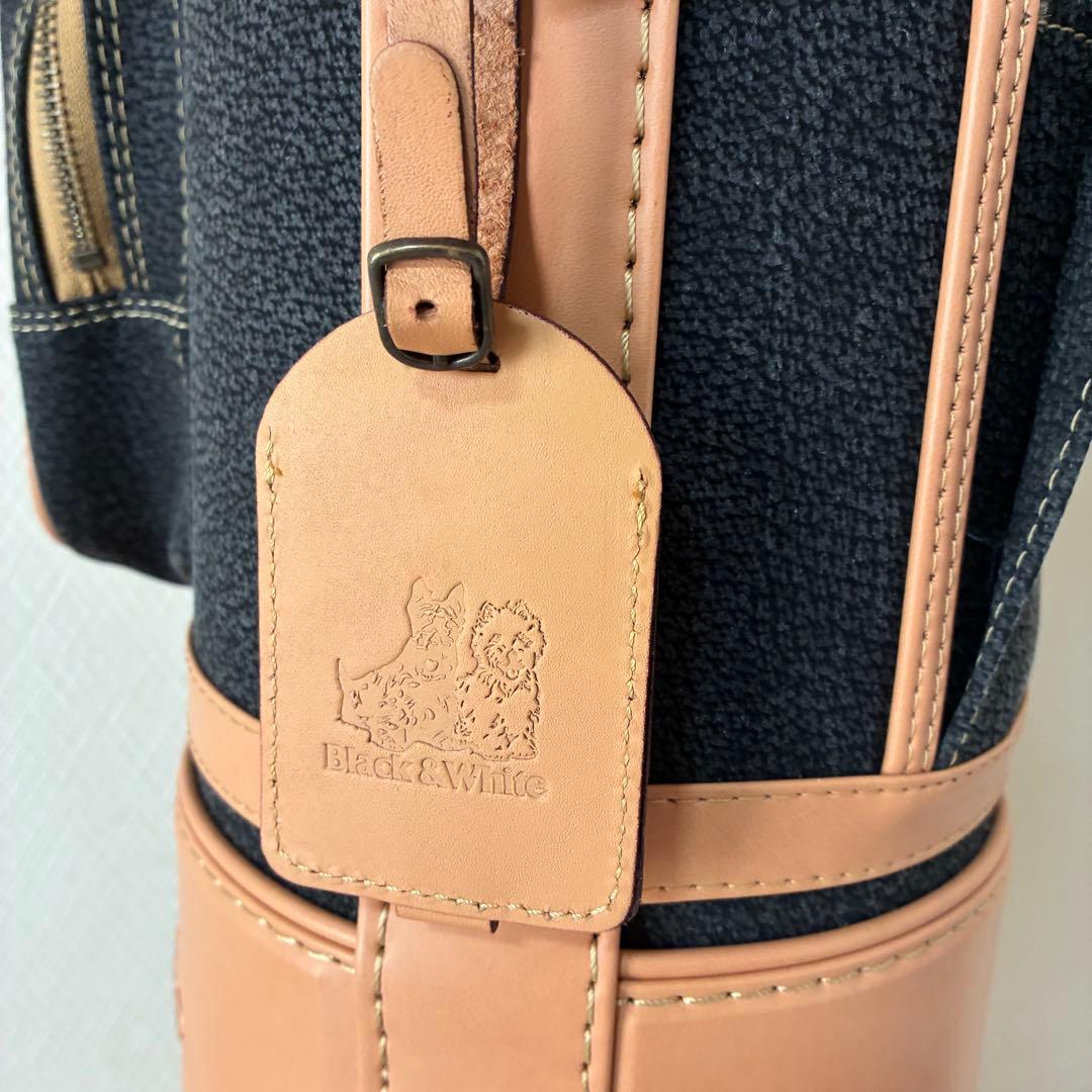 デッドストック貴重Black & White キャディバッグ 本革　7型