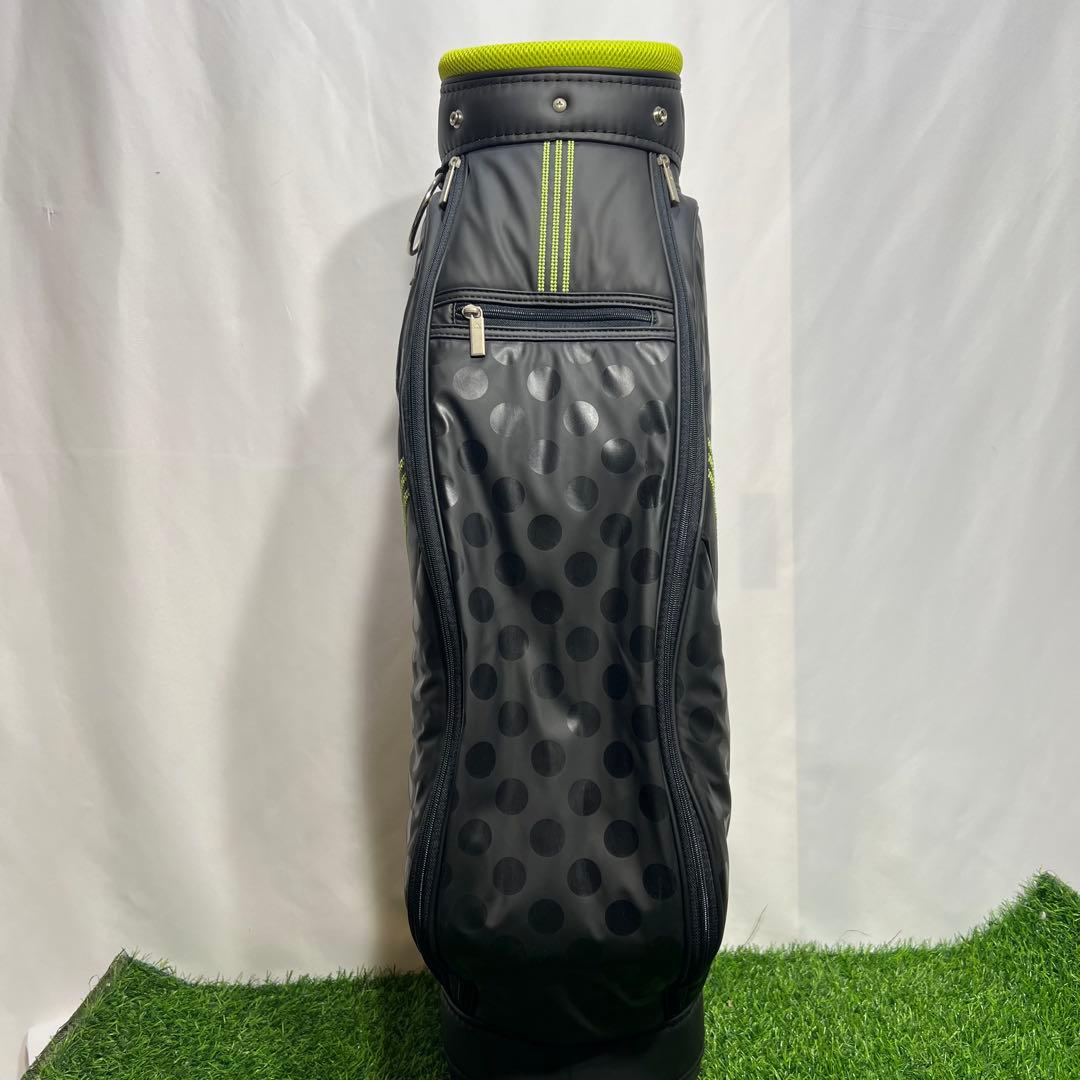 adidas ドット柄 キャディバッグ ゴルフバッグ 黒/黄緑