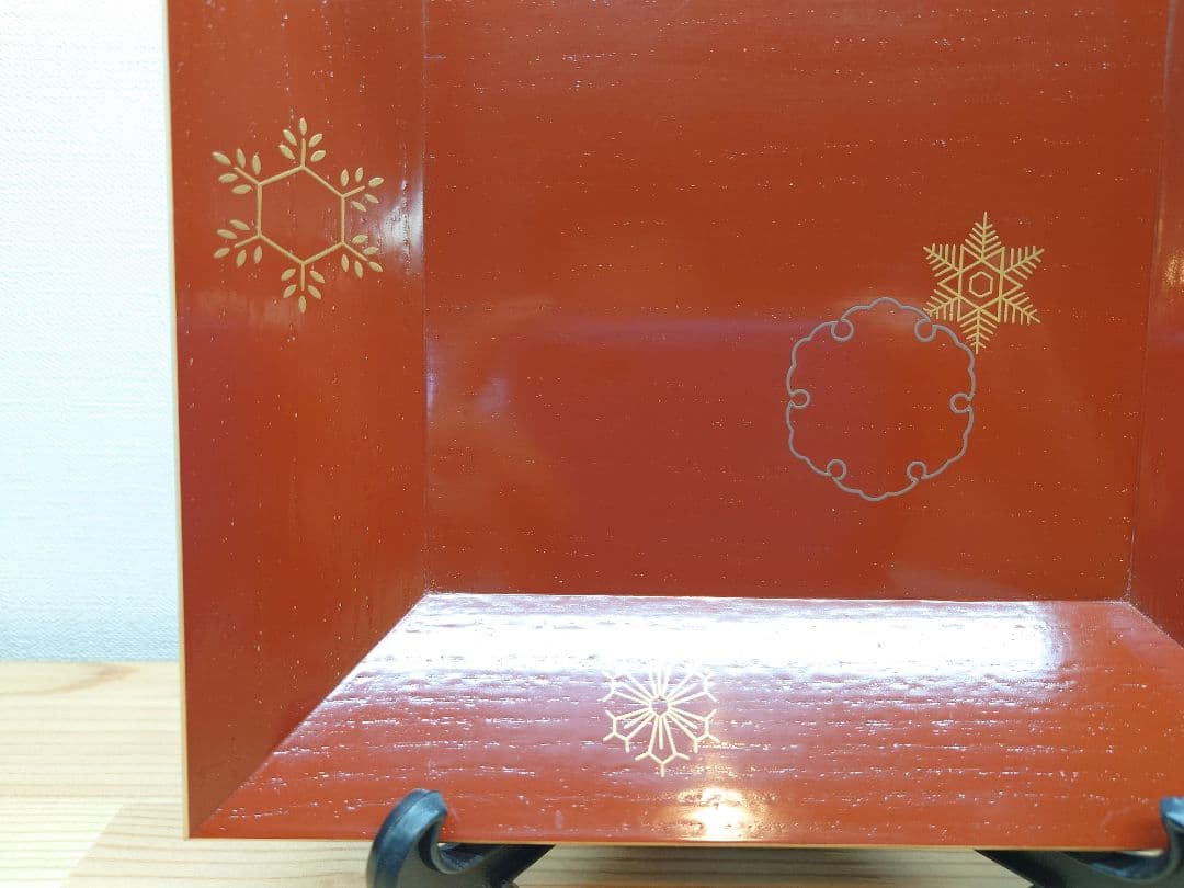 送料込【逢絢亭】茶道具 菓子器 竹張四方盆 雪花蒔絵 表千家流書付 黒田宗傳